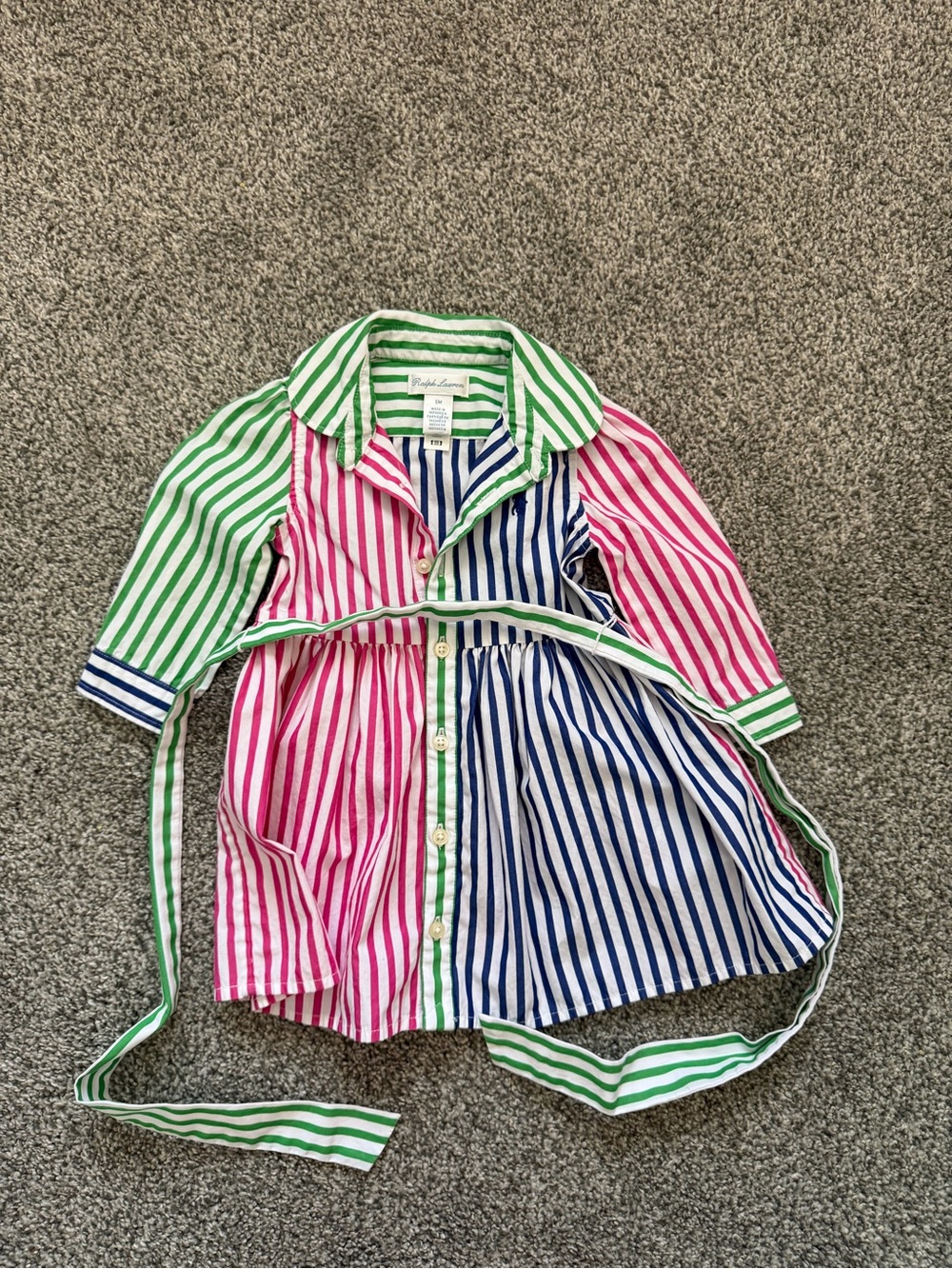 Ralph Lauren Blue, Green, Pink & White Striped Button-Down